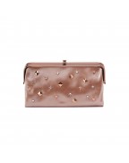 Women's Leather Frosted Rose Clutch