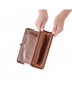 Women's Leather Frosted Rose Clutch