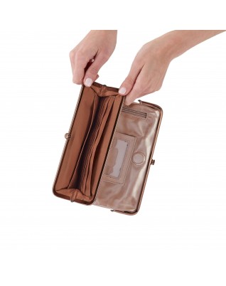 Women's Leather Frosted Rose Clutch