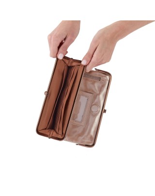 Women's Leather Frosted Rose Clutch