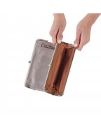 Women's Leather Light Grey Clutch