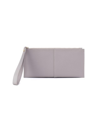 Women's Leather Morning Dove Grey Wristlet Bag