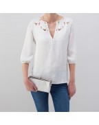 Women's Leather Silver Clutch