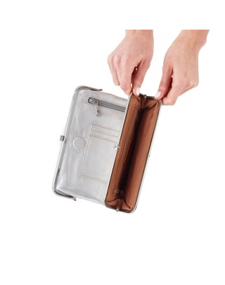 Women's Leather Silver Clutch