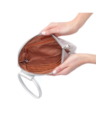 Women's Sable Light Grey Leather Wristlet